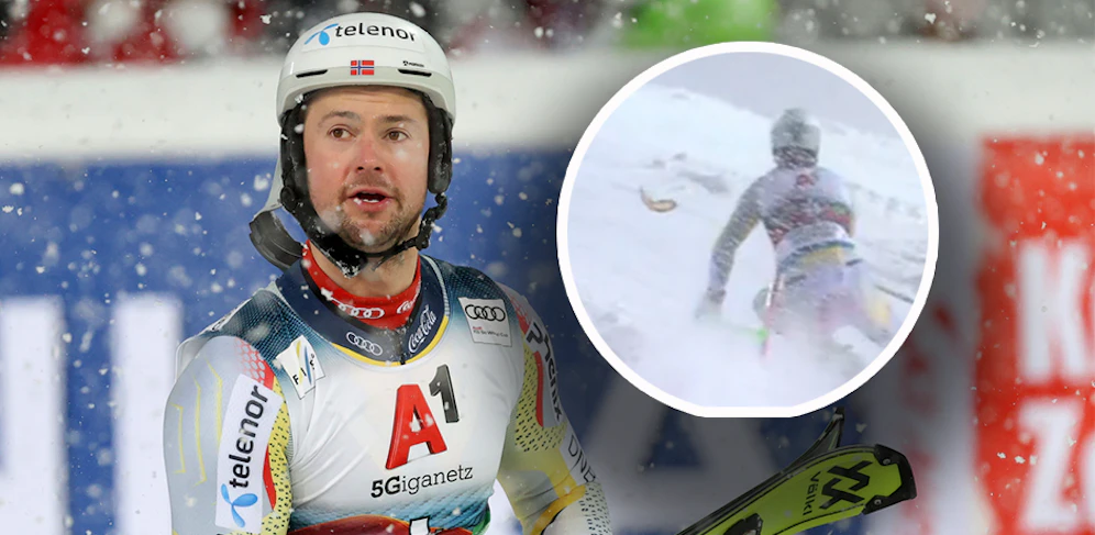 Sebastian Foss Solevaag verliert bei seinem Lauf das Glas. 