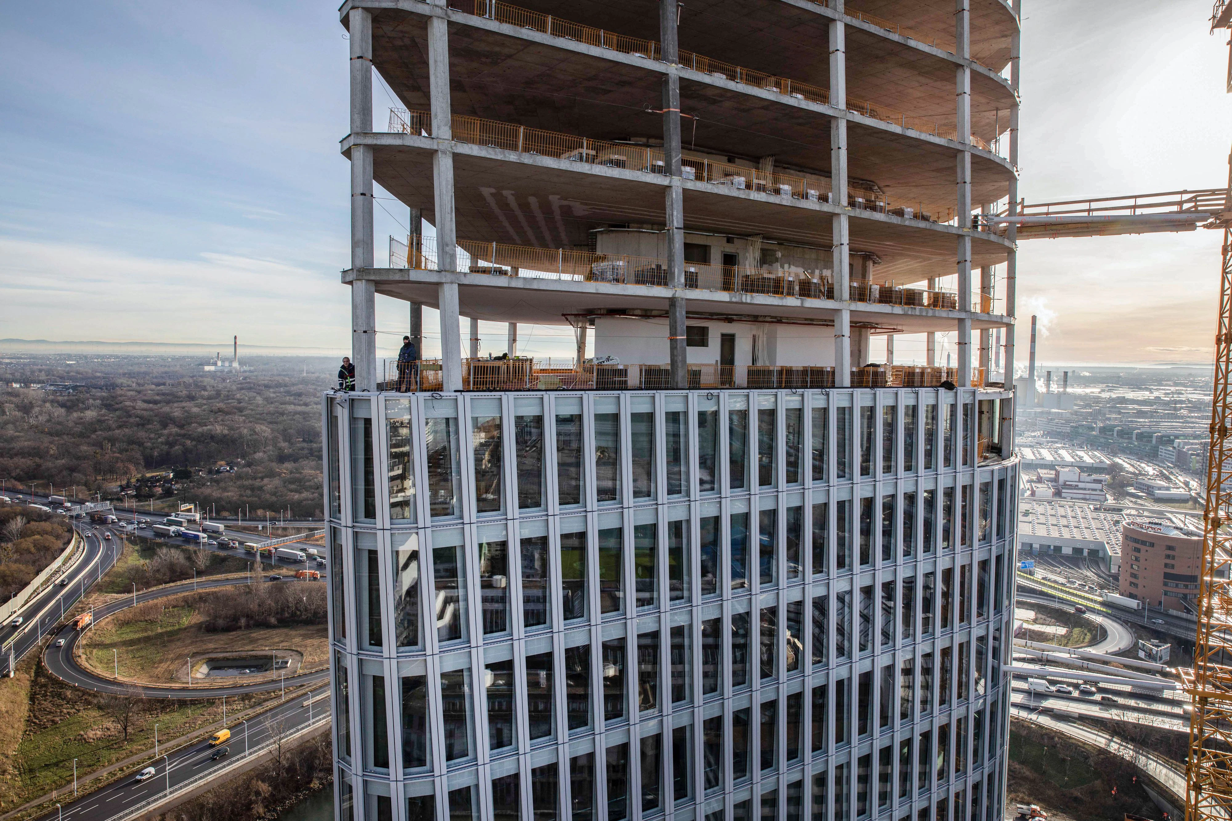 Der Austro Tower in Wien-Landstraße feierte jetzt Dachgleiche. Ende 2021 soll er fertig.