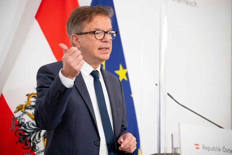 Pressefoyer nach dem Ministerrat am 27. Jänner 2021. Im Bild: Gesundheitsminister Rudolf Anschober (GRÜNE).