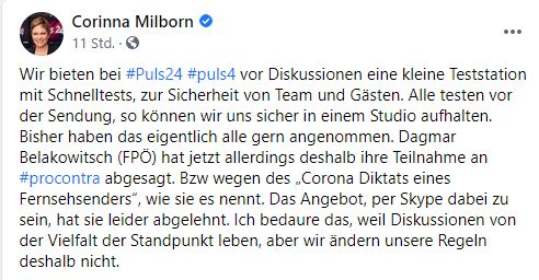 Info-Chefin Corinna Milborn gab eine Stellungnahme ab.