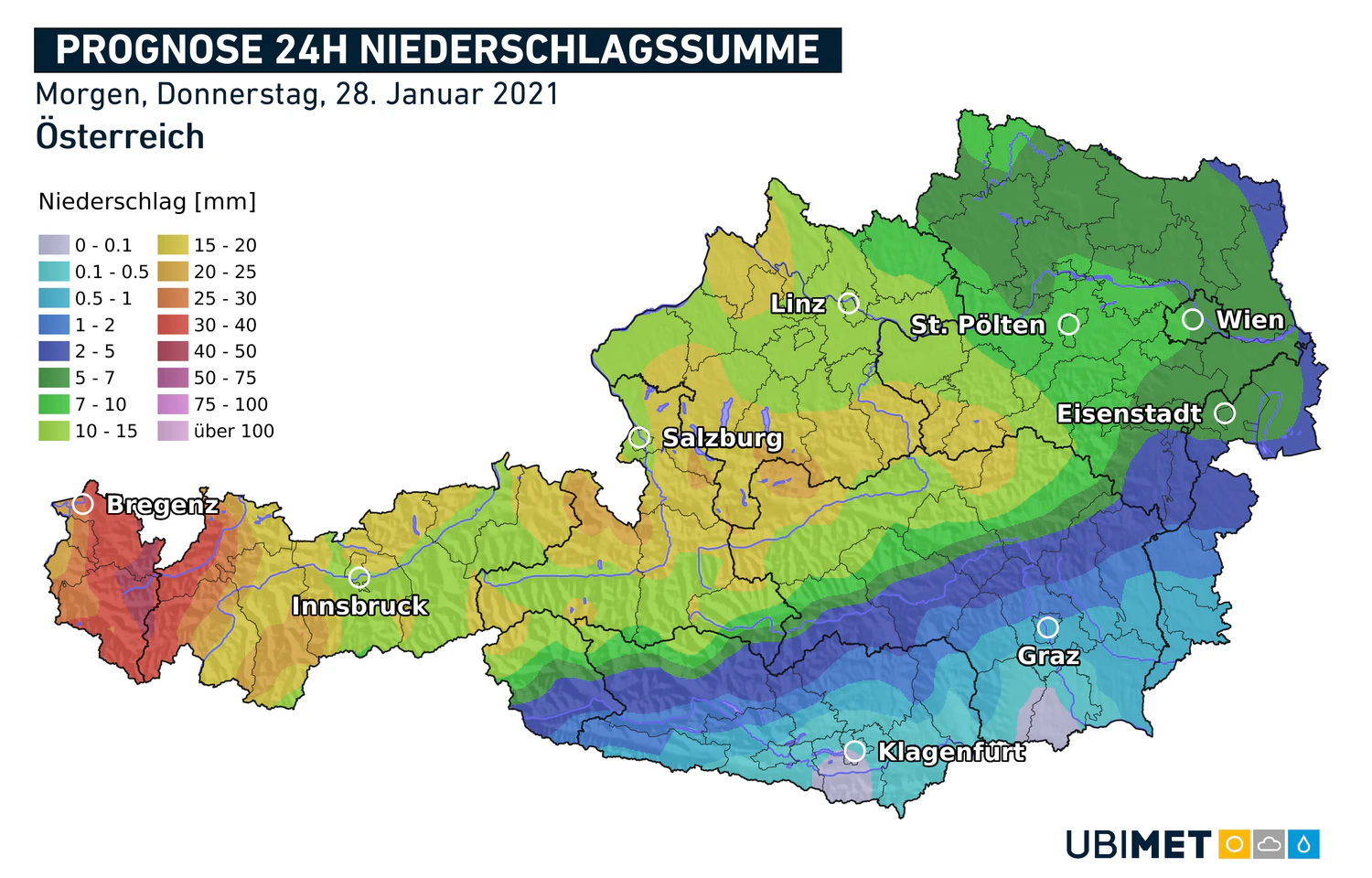 Niederschlagsmenge am Donnerstag