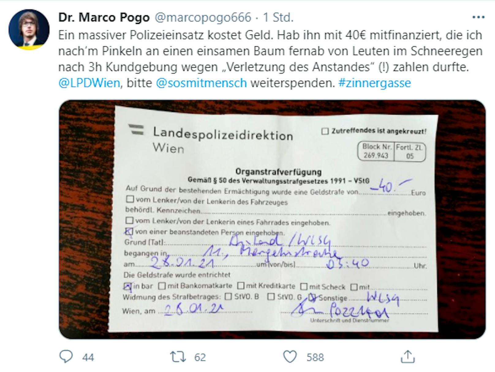 Marco Pogo muss wegen "Verletzung des Anstands" Strafe zahlen