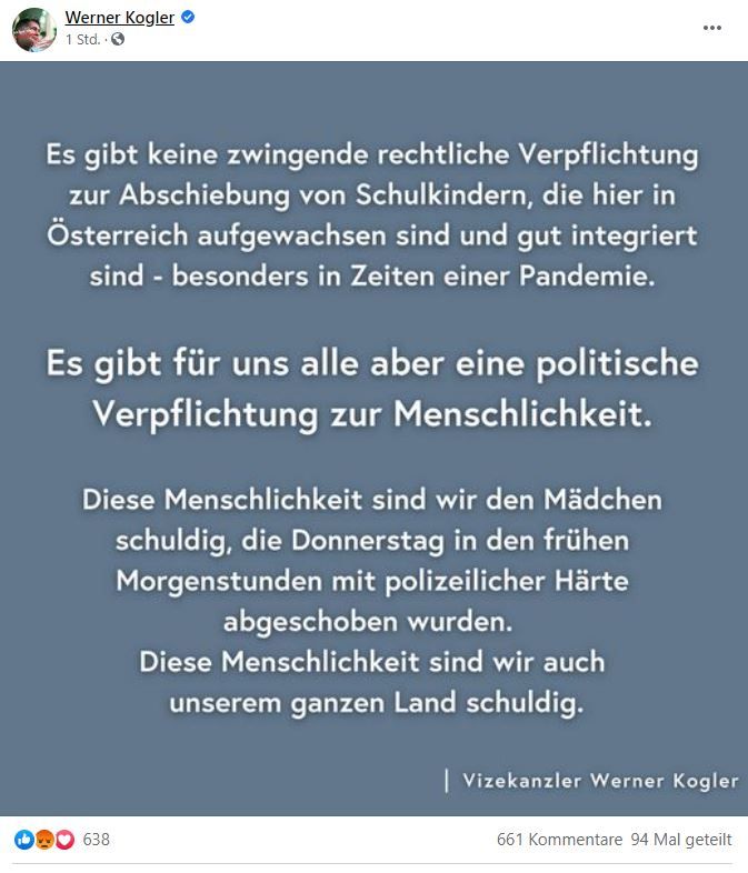 Das Statement des Vizekanzlers.