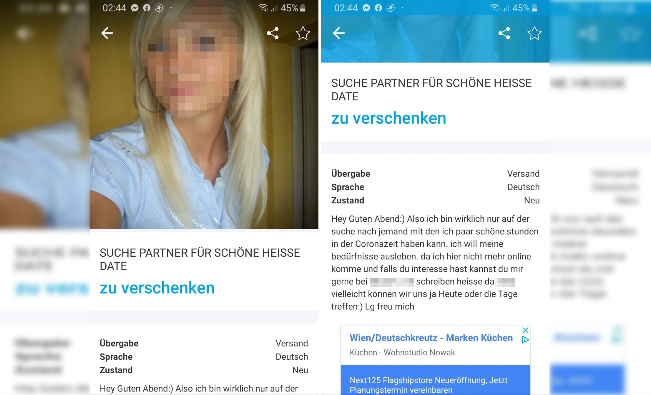 Die Frau hat gleich mehrere Anzeigen aufgegeben.