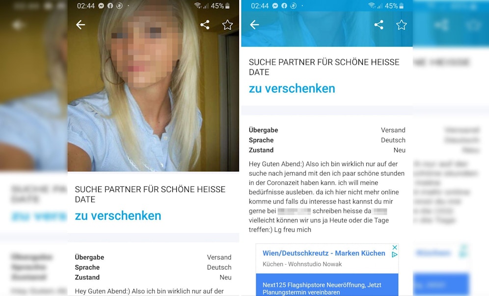 Die Frau hat gleich mehrere Anzeigen aufgegeben.