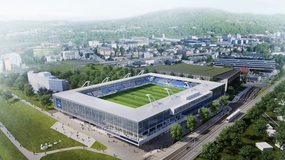 So soll das neue Stadion von FC Blau-Weiß Linz aussehen.