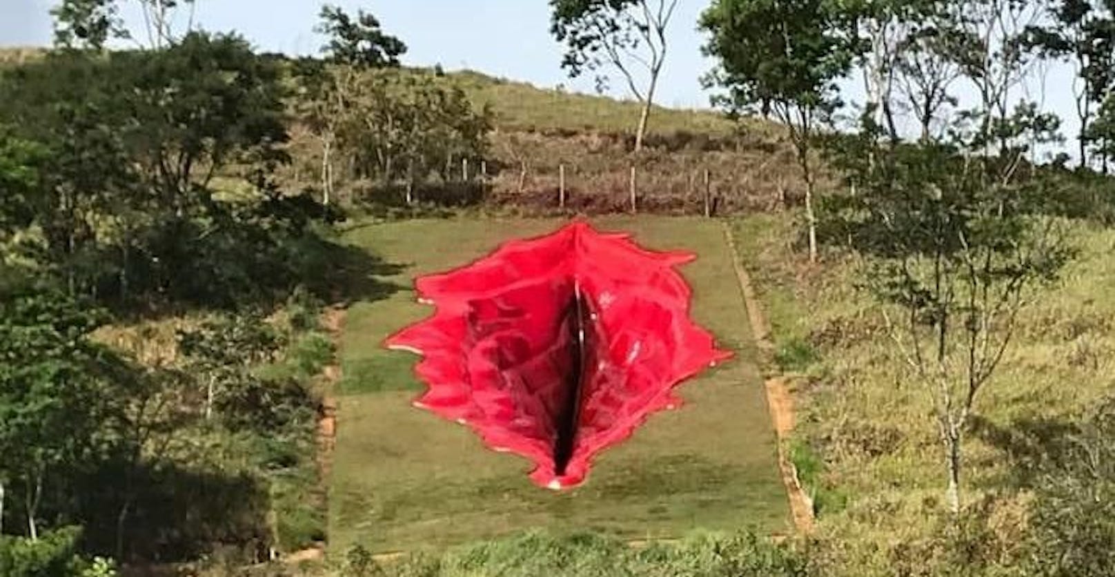 Diese 33 Meter lange Vulva-Skulptur sorgt für hitzige Diskussionen im Netz. 