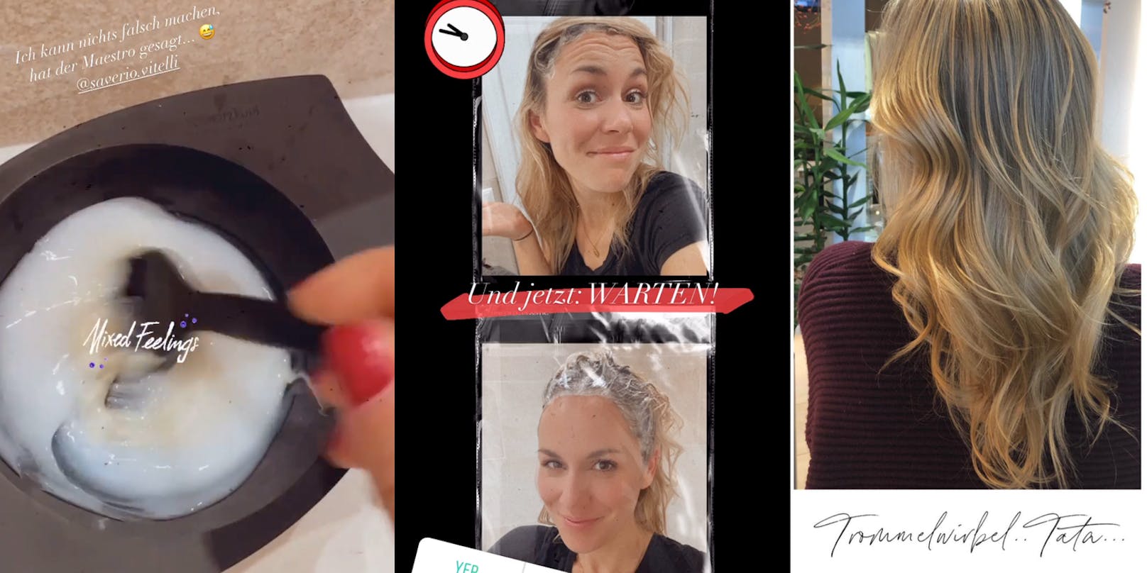 Katharina Wörndl zeigt ihren Followern auf Instagram, wie sie sich selbst die Haare färbt.