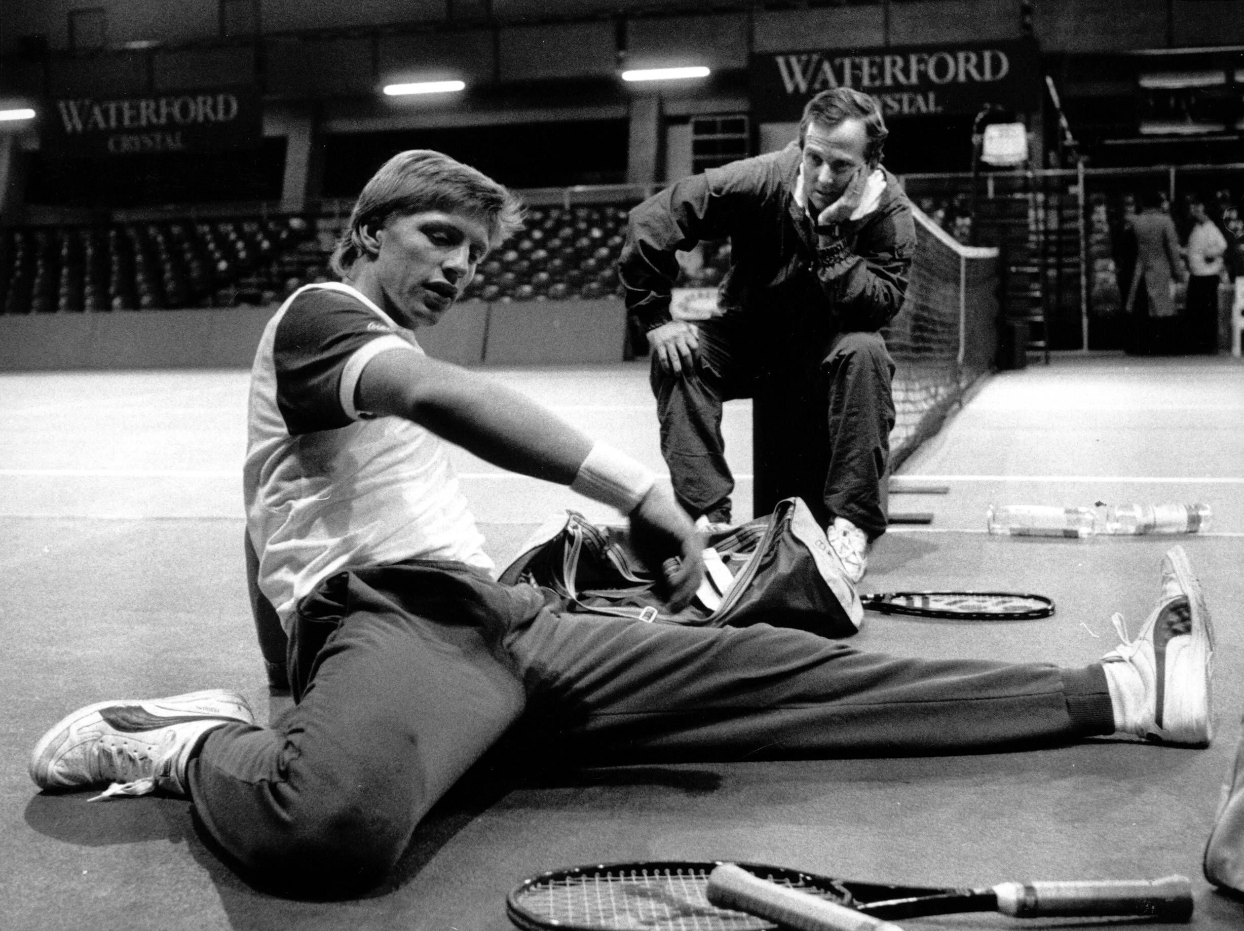 Boris Becker mit seinem Ex-Coach Bob Brett. 