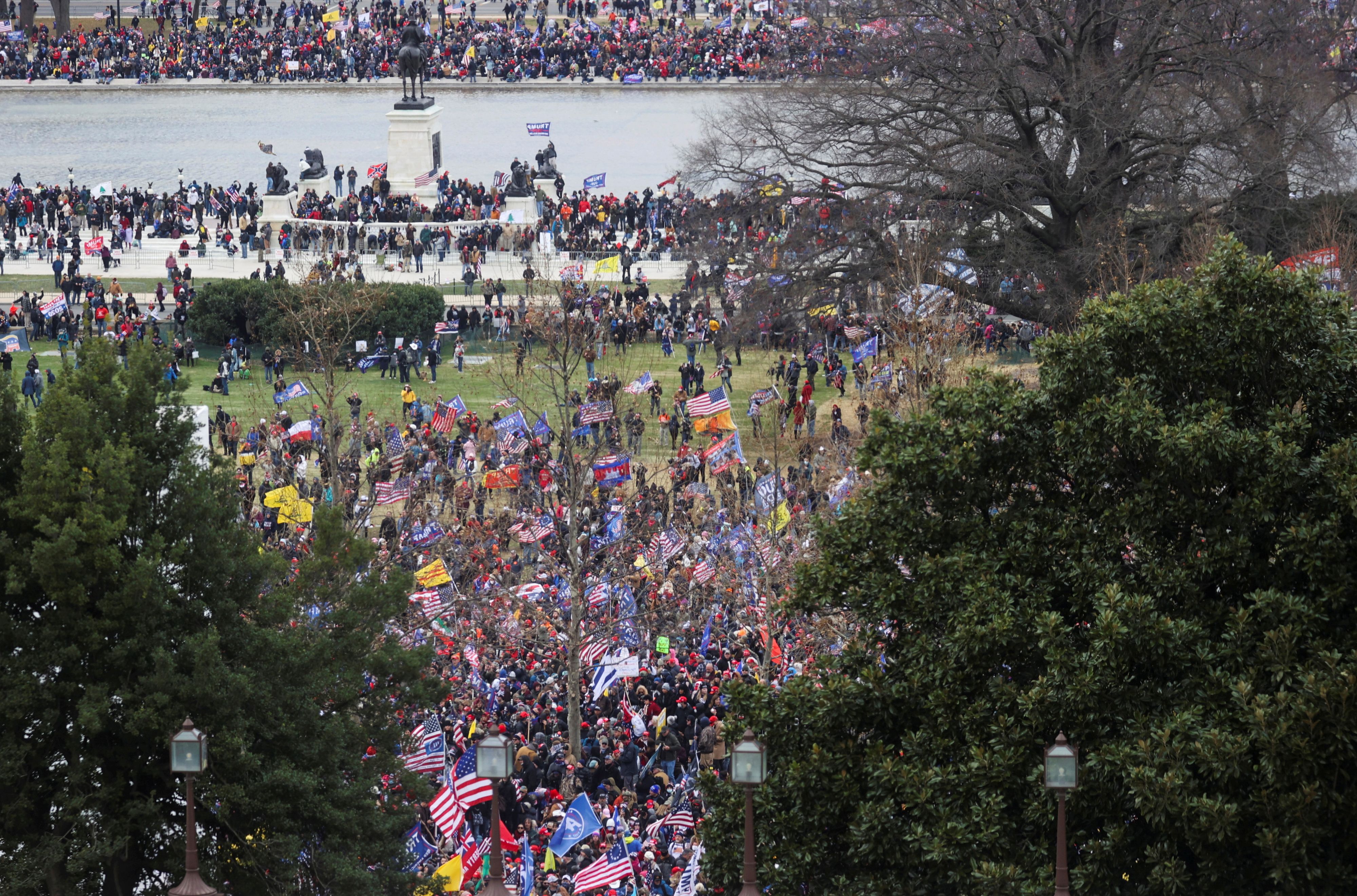 Supporters of U.S. President Donald Trump protest outside the U.S. Capitol, in Washington, U.S., January 6, 2021. REUTERS/Jonathan Ernst