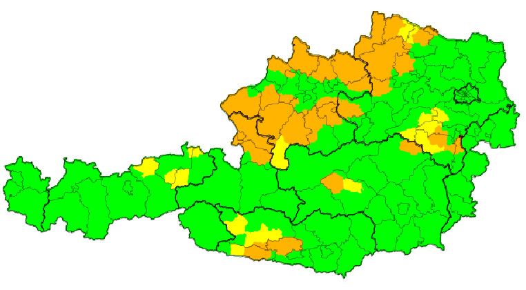 Aktuelle Wetter-Lage in Österreich.