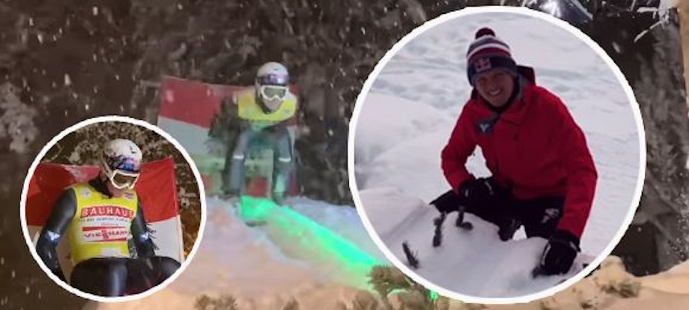 Thomas Morgenstern auf seiner kleinen Privatschanze.