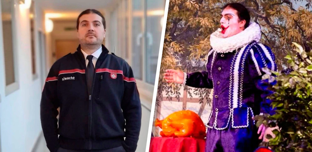 Miki Stojanov tauschte buntes Kostüm (r.) gegen graue Uniform (l.)