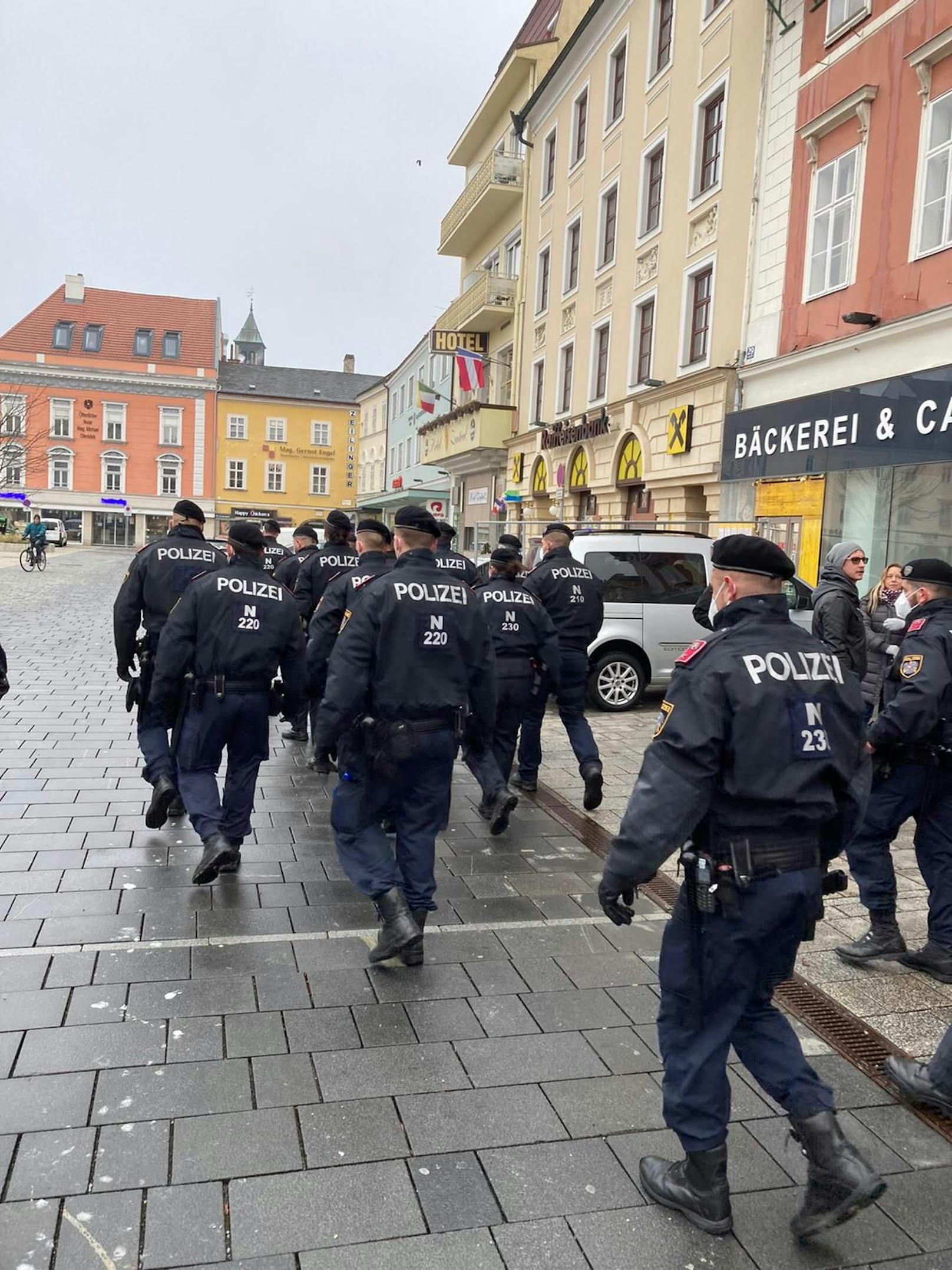 Bilder von der Demonstration und dem Polizei-Einsatz in Wr. Neustadt. 