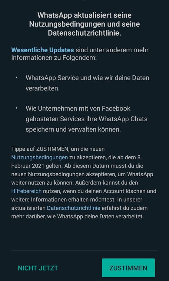 So sieht die Meldung aus, der man nun zustimmen muss.