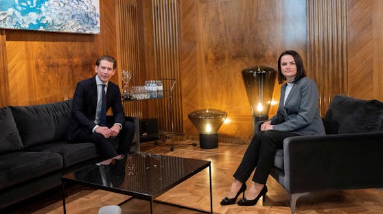 Die weißrussische Oppositionsführerin Swetlana Tichanowskaja mit Bundeskanzler Sebastian Kurz im November 2020