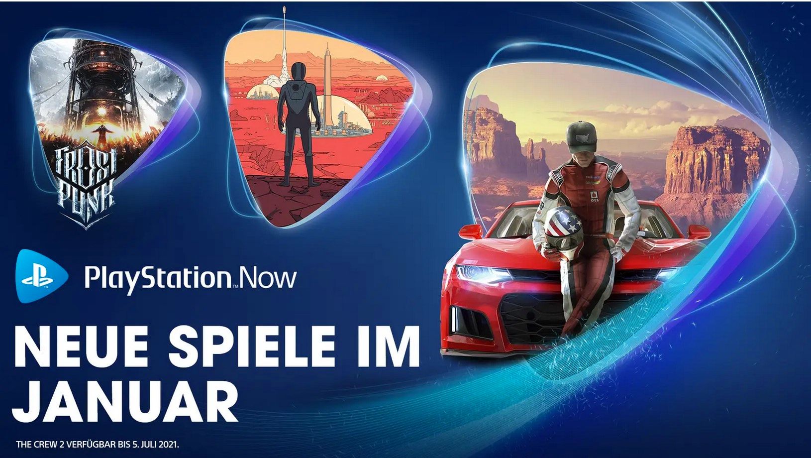 PlayStation Now-Spiele im Januar: The Crew 2, Surviving Mars und Frostpunk.
