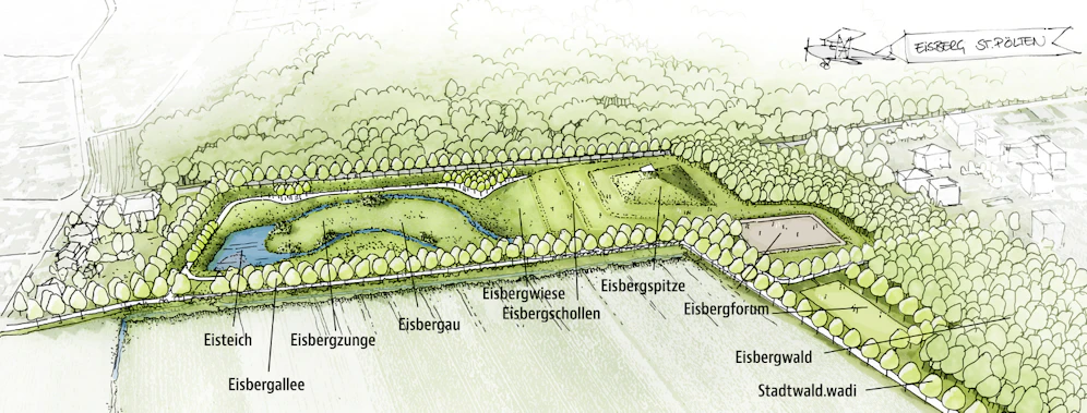 So soll das fertige Naherholungsgebiet in St. Pölten aussehen.