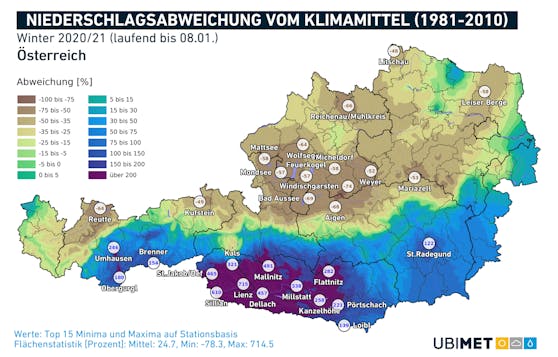 Niederschlagsabweichung vom Klimamittel