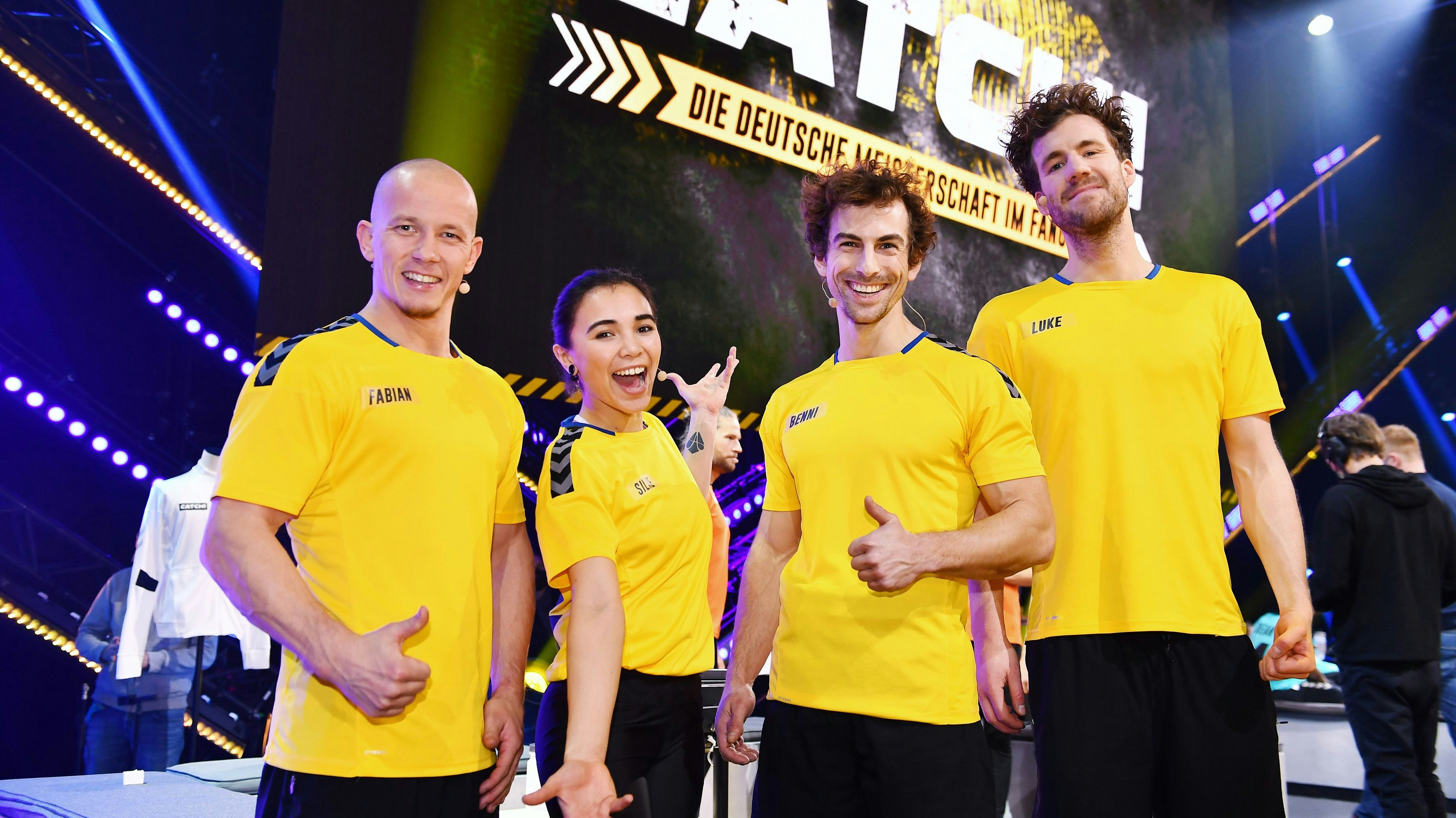 "Catch": Fabian Hambüchen, Silke Sollfrank, Benni Grams, Luke Mockridge