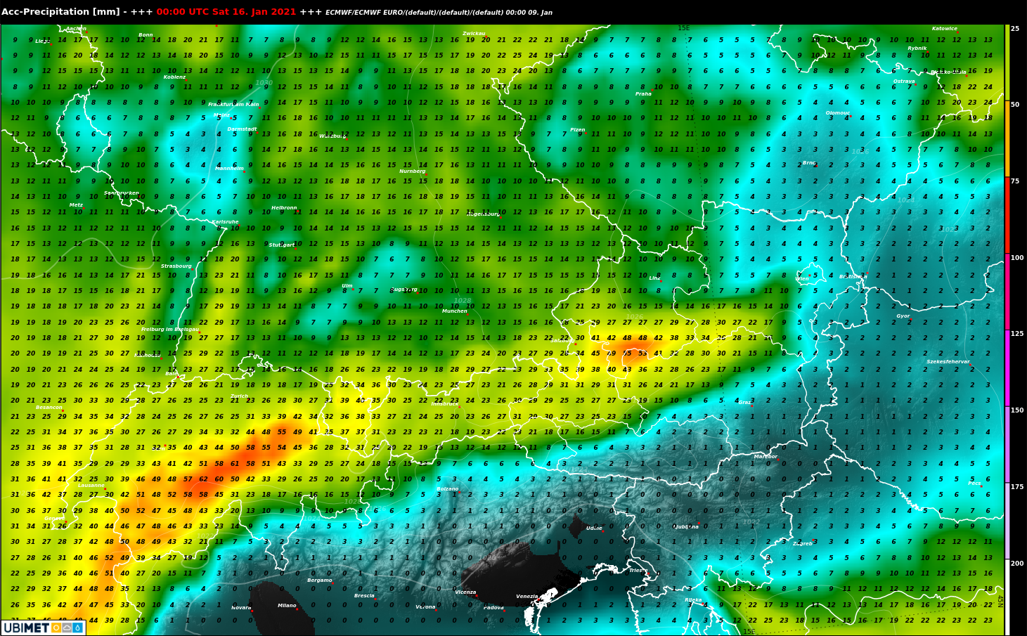 Niederschlag bis Samstag