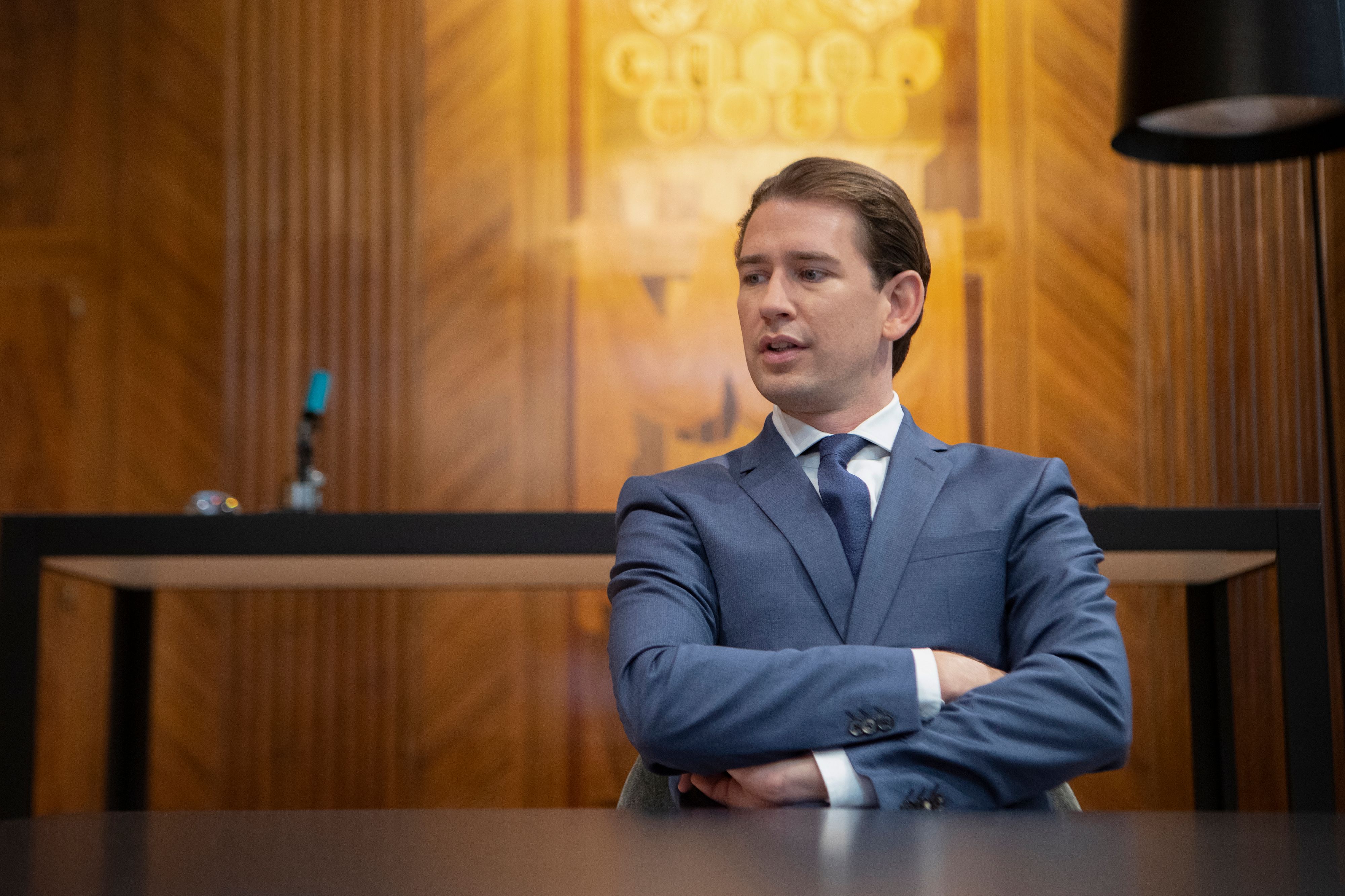 Kanzler Sebastian Kurz (ÖVP) bei einem Interview in seinem Büro, dem Bruno-Kreisky-Zimmer im Bundeskanzleramt.