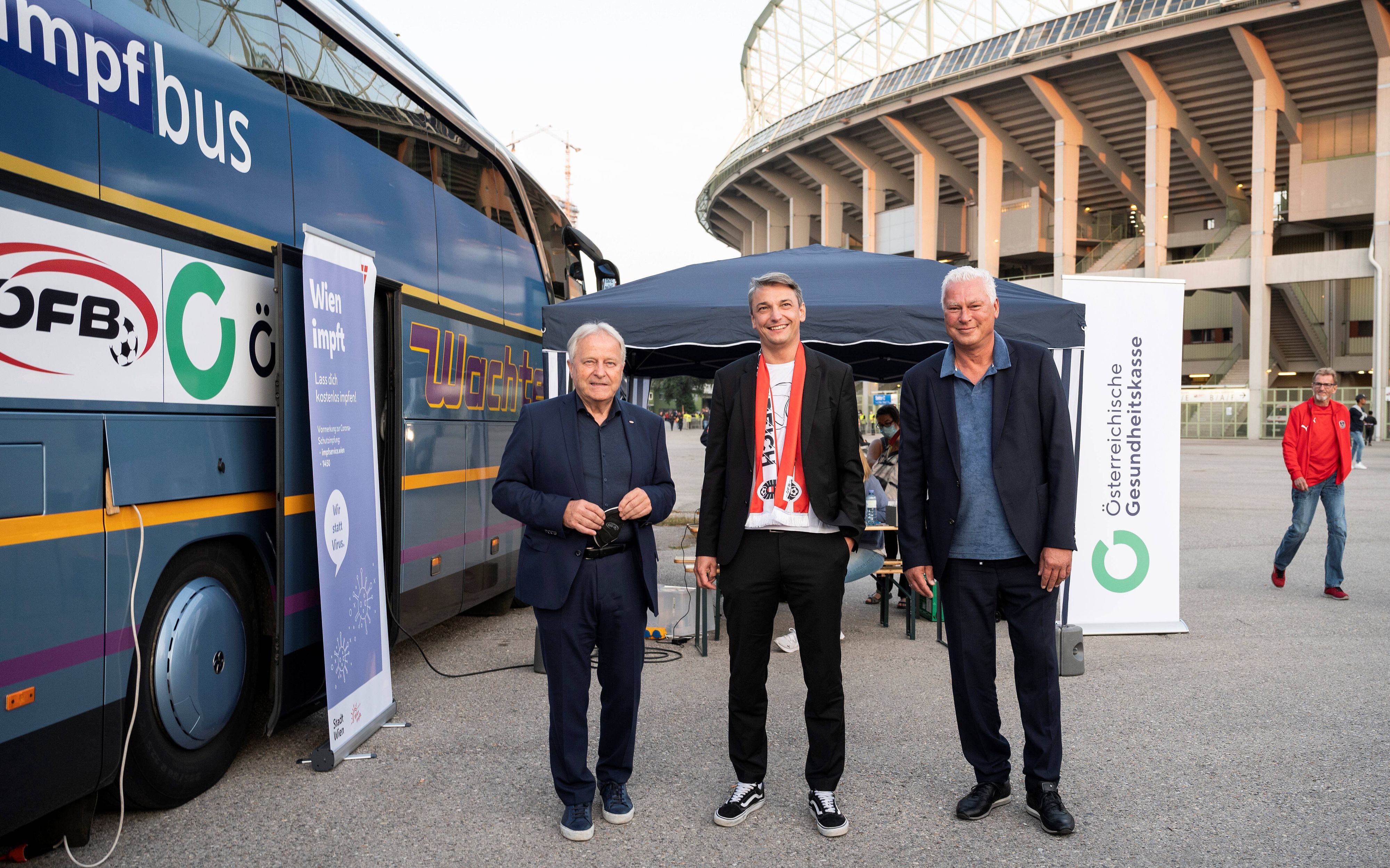 Der ÖFB-Impfbus vor dem WM-Qualispiel gegen Schottland (0:1) im September.