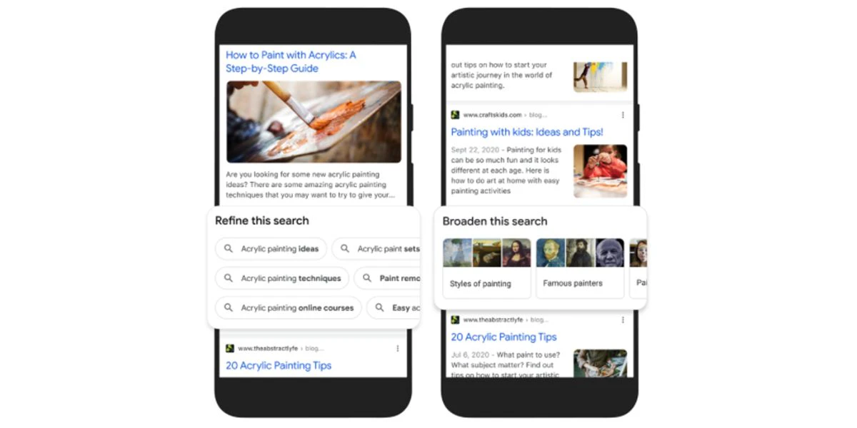 Visuelle Ergebnisseiten sollen die Kreativität fördern.