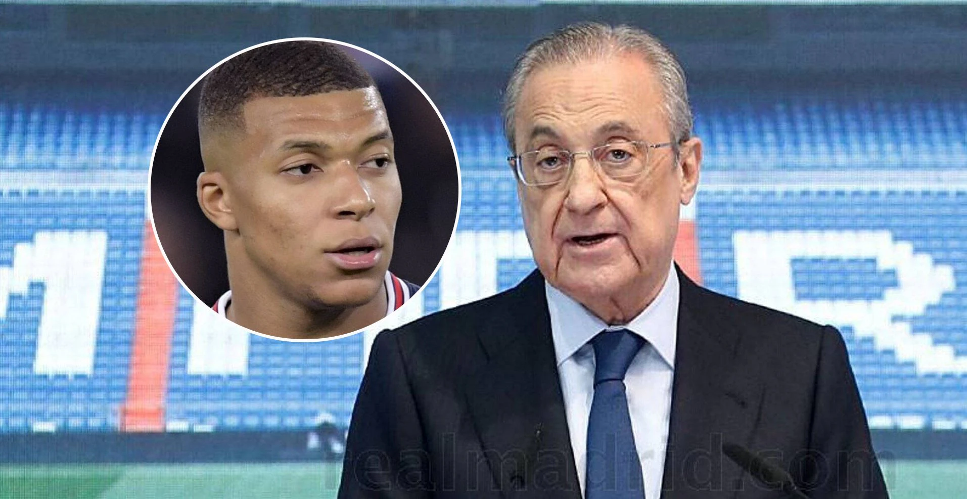 Kylian Mbappe (l.), Florentino Perez