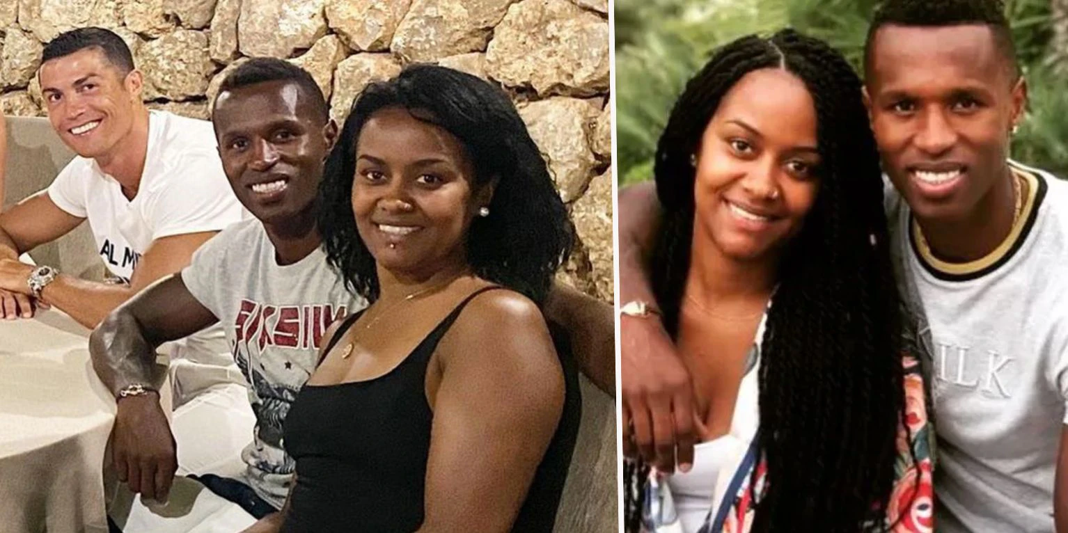 Soraia Semedo mit ihrem Ehemann Jose, links mit Cristiano Ronaldo.