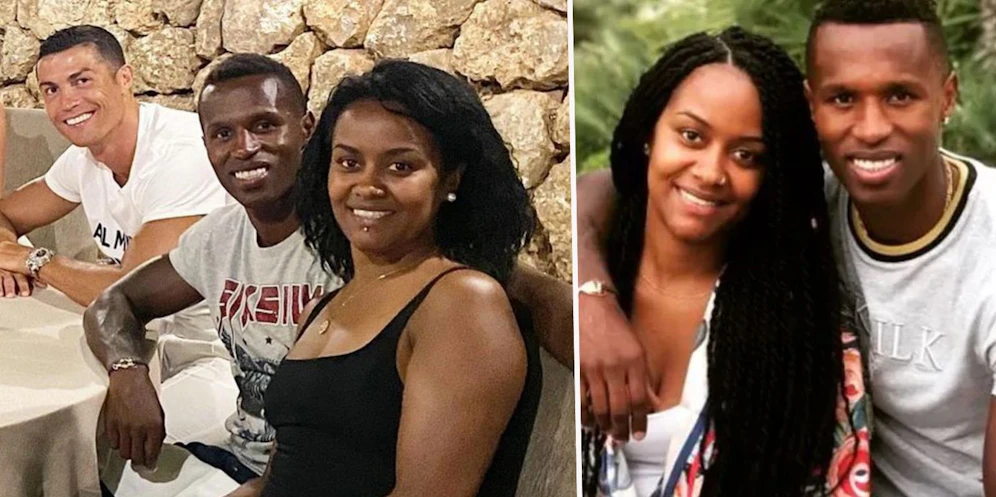 Soraia Semedo mit ihrem Ehemann Jose, links mit Cristiano Ronaldo.