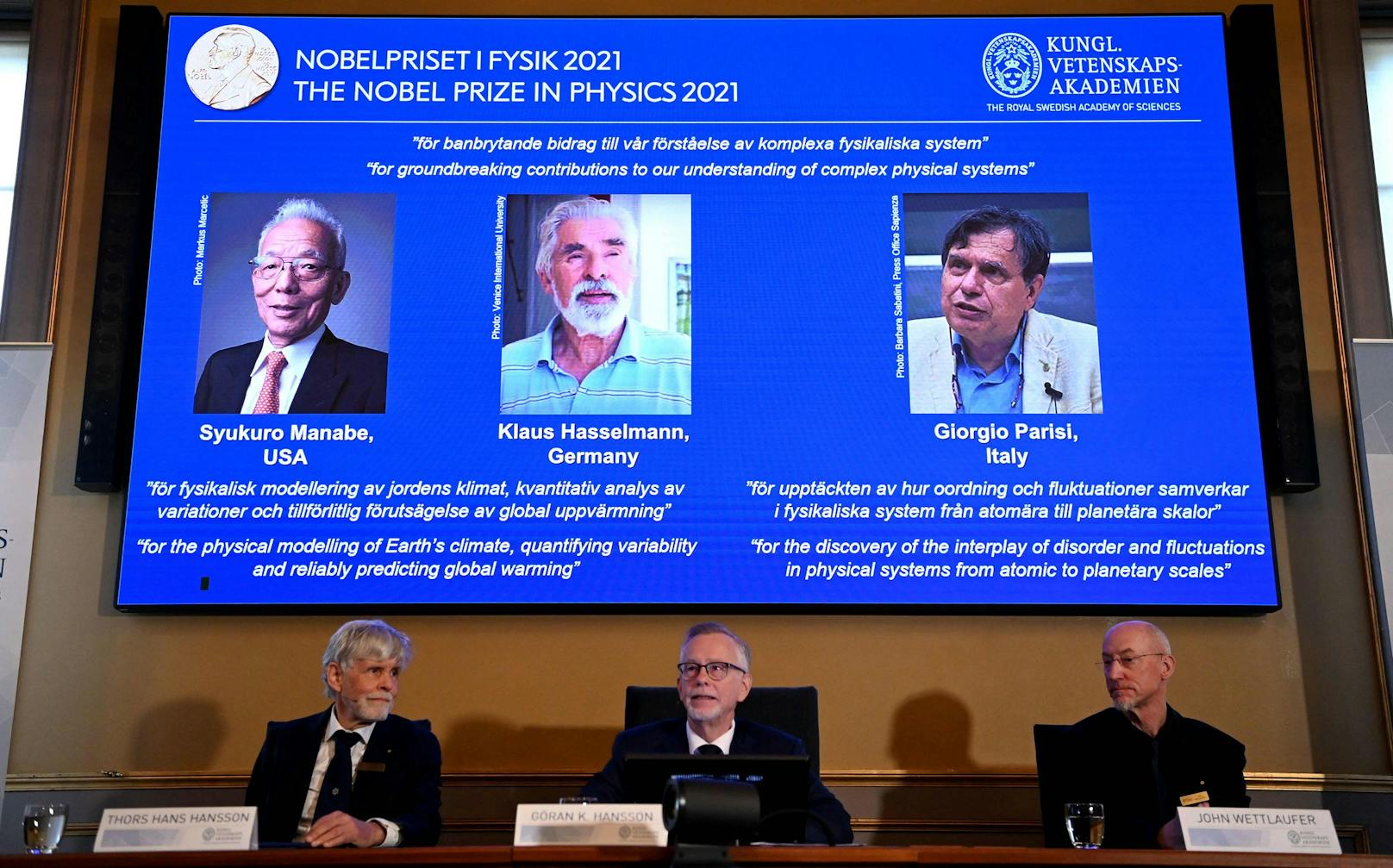 Klaus Hasselmann, Syukuro Manabe und Giorgio Parisi wurden mit dem Physik-Nobelpreis ausgezeichnet.