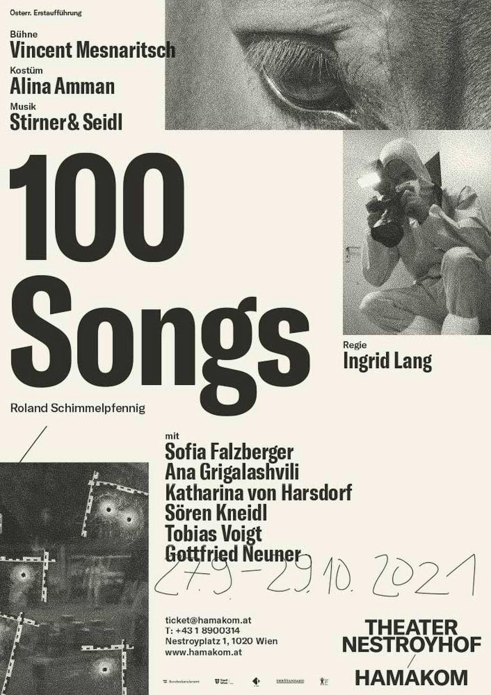 Plakat zum Theaterstück "100 Songs"&nbsp;