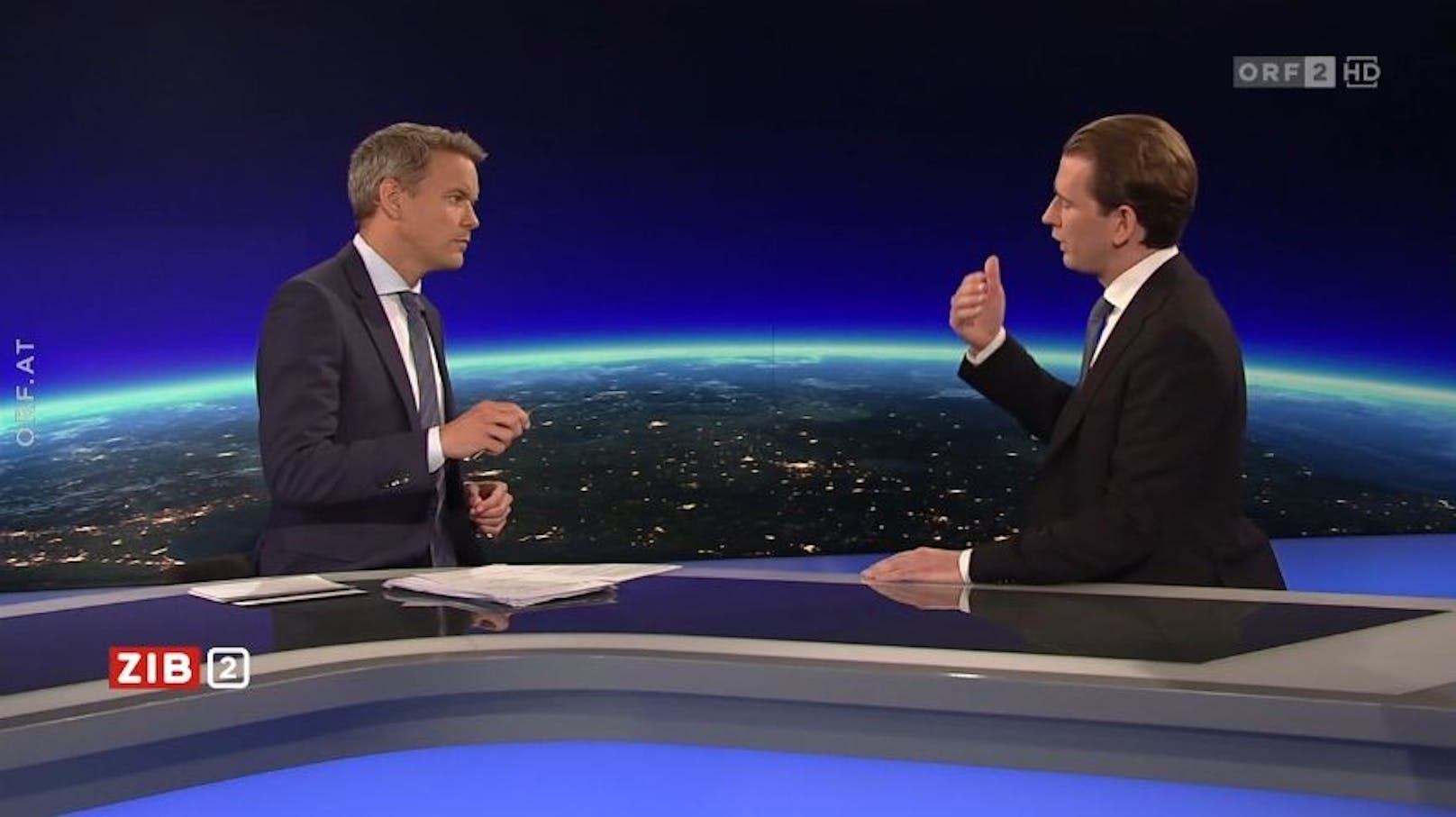 Bundeskanzler Sebastian Kurz war am Mittwochabend bei Martin Thür in der ORF-"ZIB2" zu Gast.
