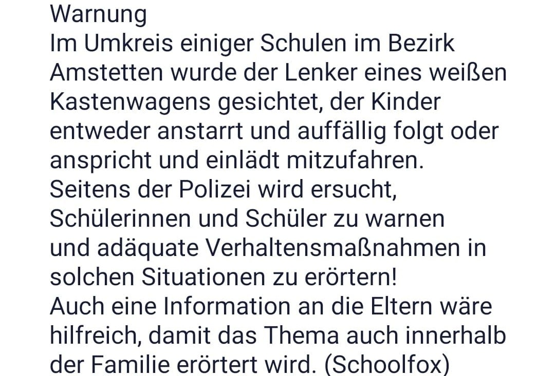 Die Eltern wurden über einen Vorfall informiert.