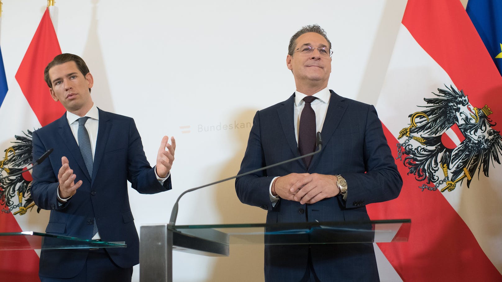 Bundeskanzler Kurz und Ex-Vizekanzler Strache. Nach dem Ibiza-Video folgte das Aus der ÖVP-FPÖ-Koalition.