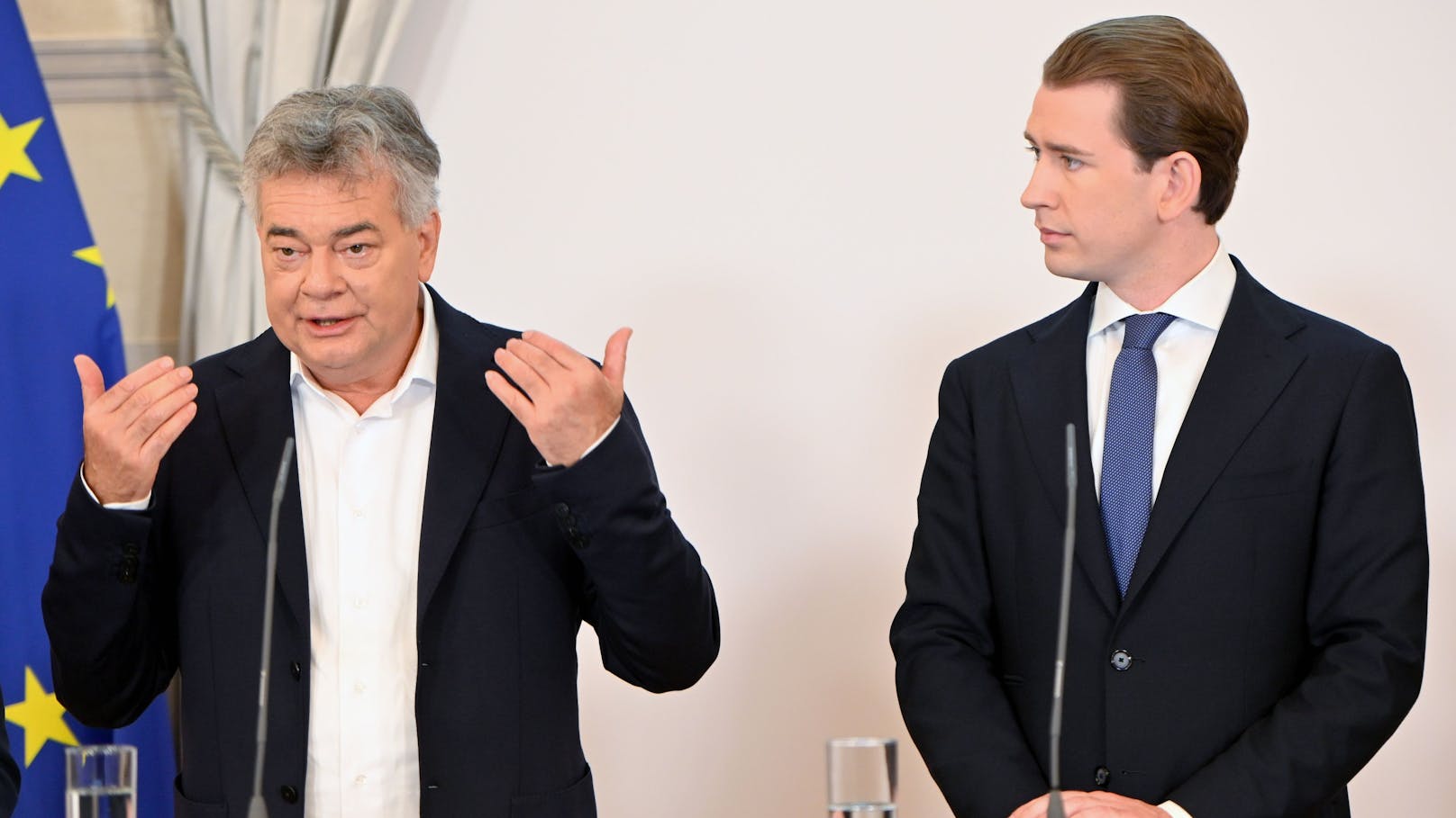 Vizekanzler Werner Kogler (Grüne), Bundeskanzler Sebastian Kurz (ÖVP) (Archivfoto)
