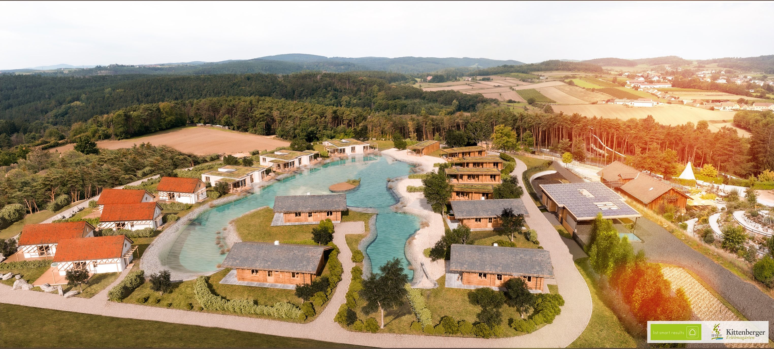 20 Chalets und ein großer Naturbadeteich werden gebaut.