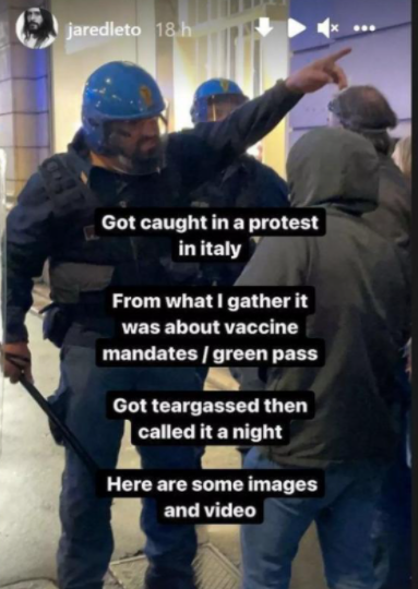 Jared Leto hat auf Demo Tränengas abbekommen.