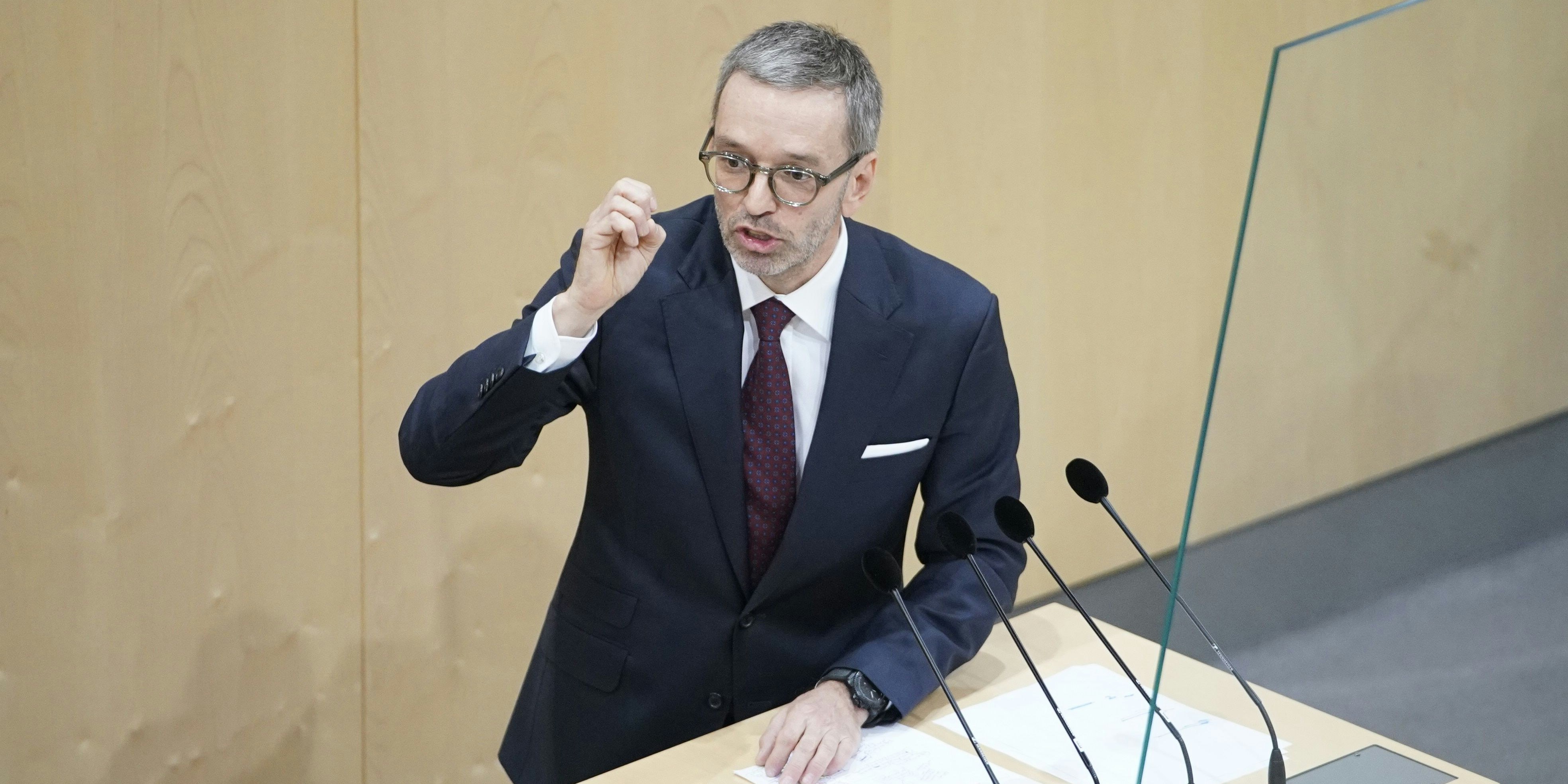 FPÖ-Chef Herbert Kickl im Rahmen der Sondersitzung im Nationalrat.
