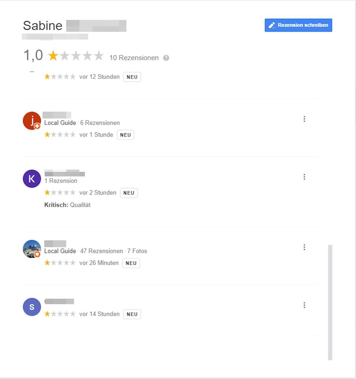 Sabine Beinschab Google Bewertungen