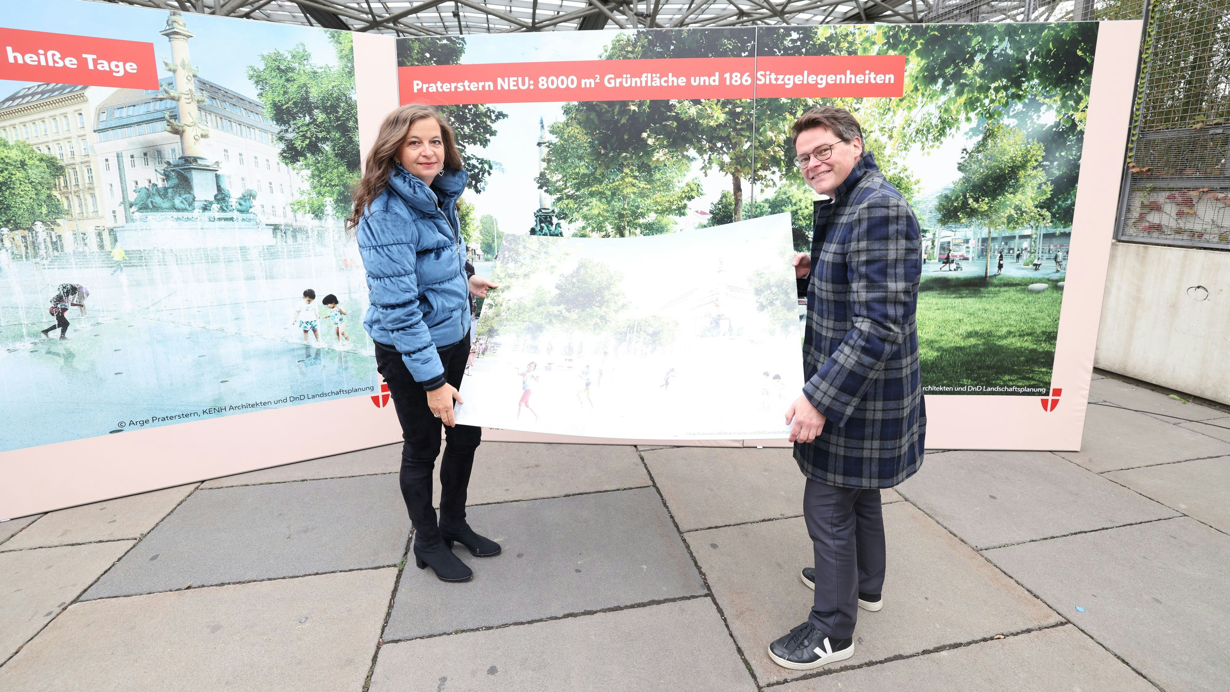 Stadträtin Ulli Sima und Stadtrat Jürgen Czernohorszky präsentierten Pläne für den Wiener Praterstern. 