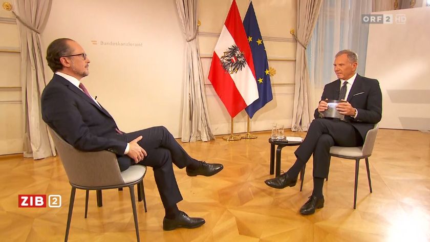 Bundeskanzler Alexander Schallenberg im Gespräch mit Armin Wolf