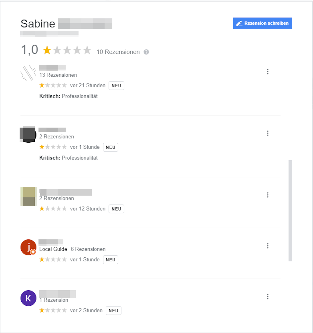 Sabine Beinschab Google Bewertungen