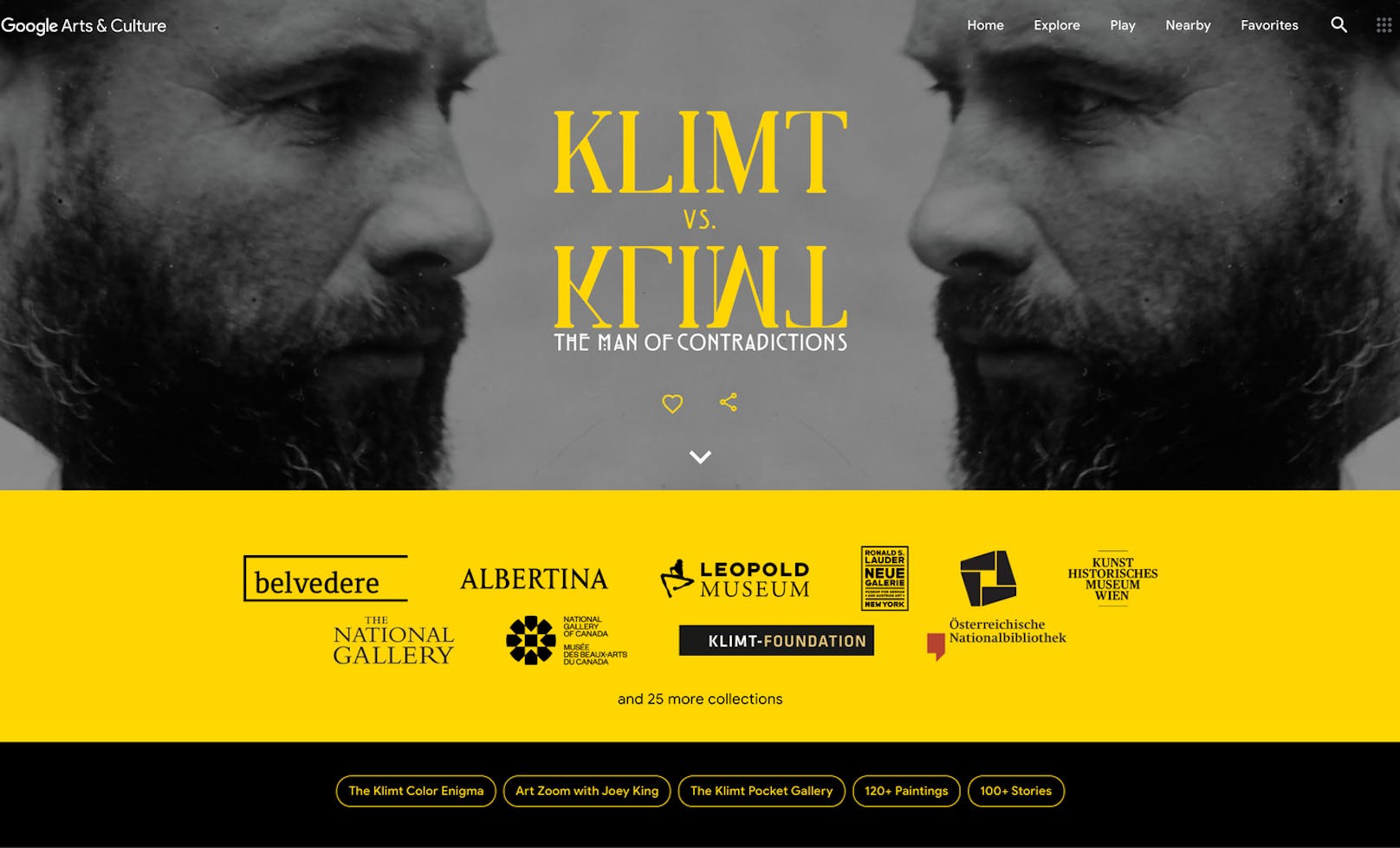 Google Arts &amp; Culture hat eine Weltneuheit zu bieten: Eine weltweite Retrospektive von Gustav Klimt, die unter Leitung der Österreichischen Galerie Belvedere mit mehr als 30 Partner-Institutionen aus zwölf Ländern in mehrjähriger Arbeit erstellt wurde.&nbsp;