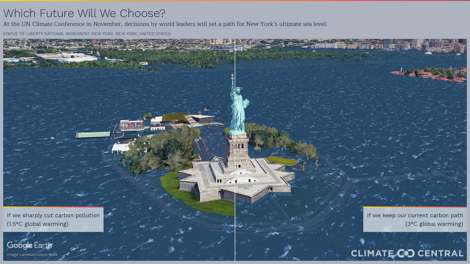 Die Insel rund um die US-Freiheitsstatue in New York wäre verschwunden,...