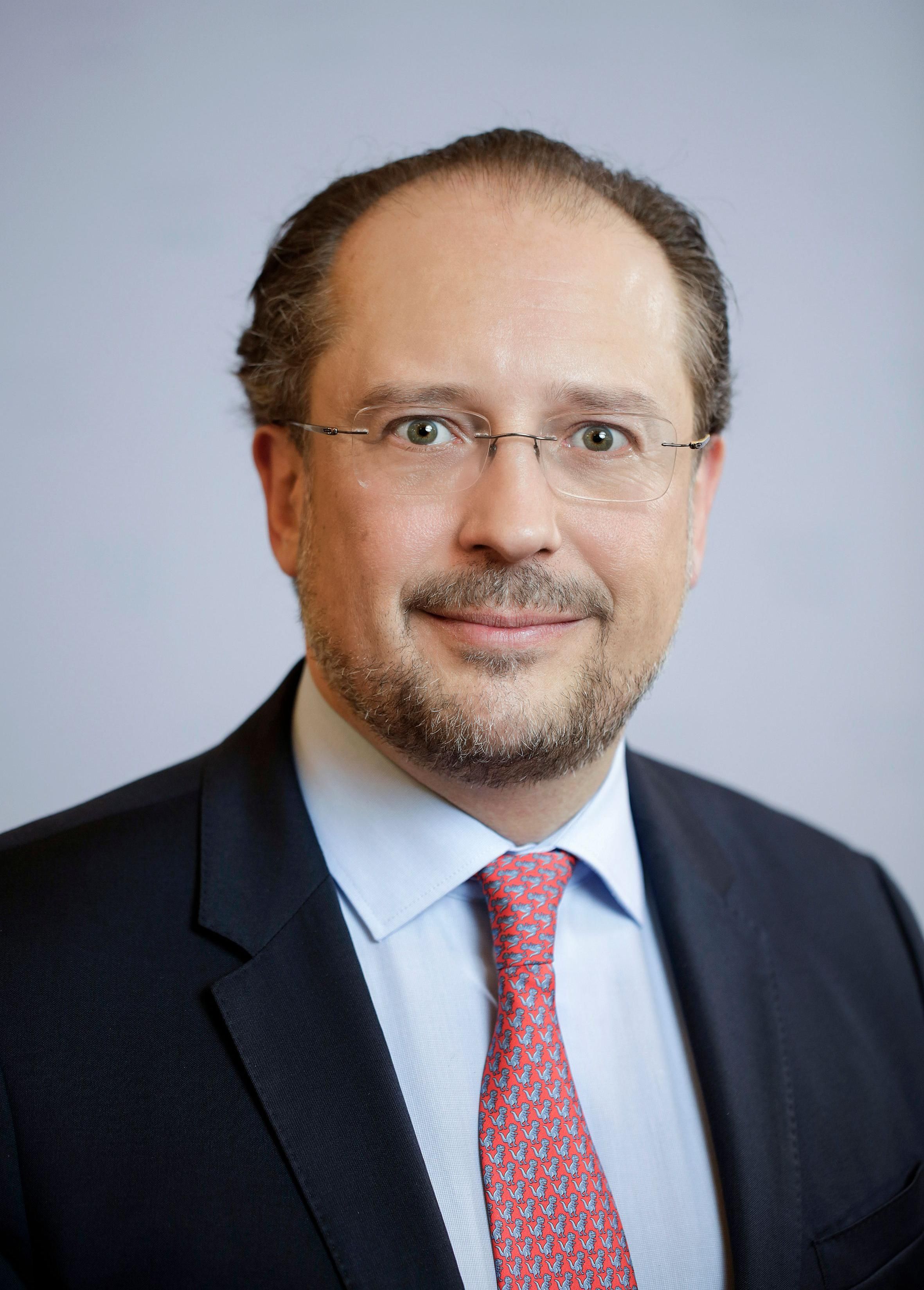 Das Parlaments-Portrait von Alexander Schallenberg – mit Dino-Krawatte.
