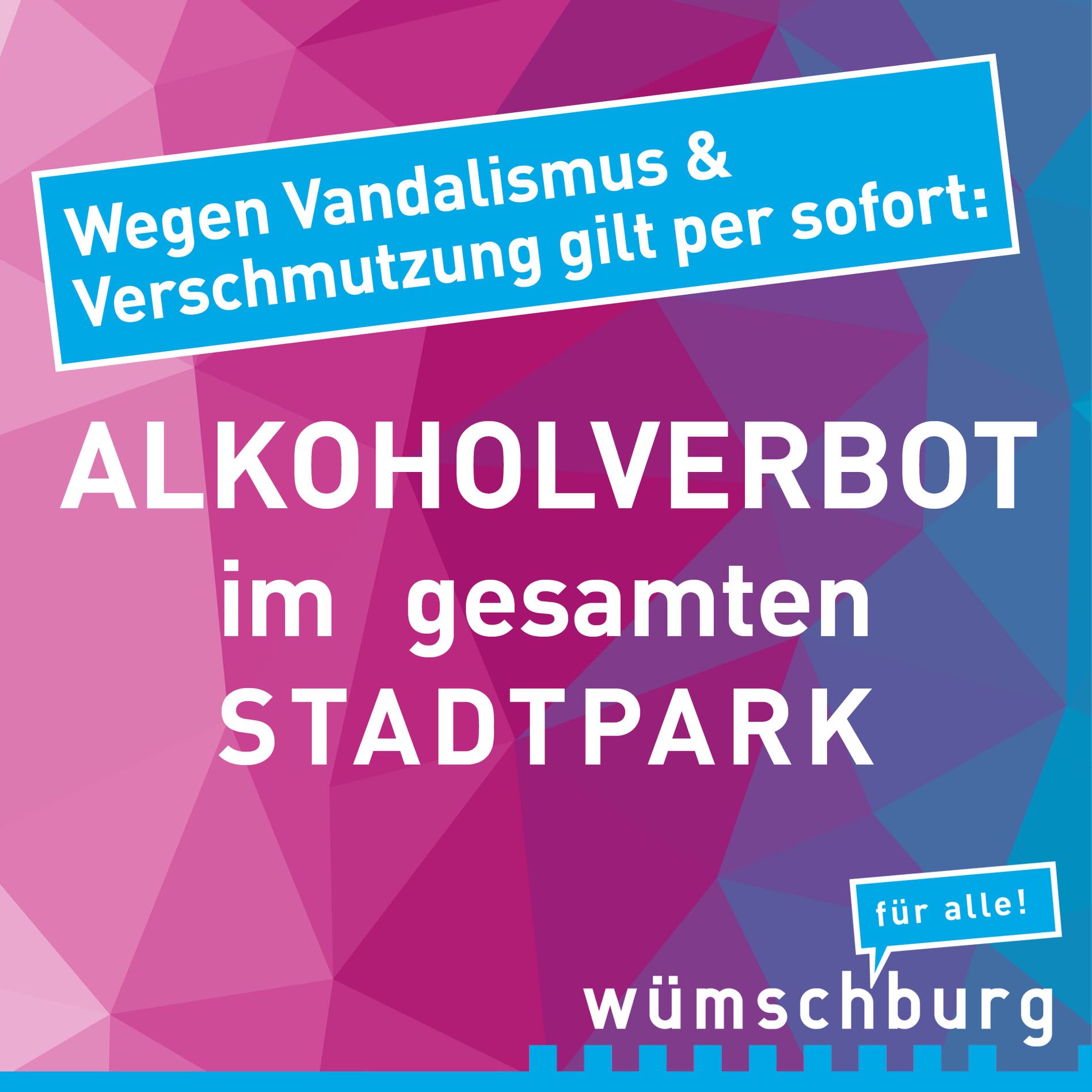 Nach einem Gemeinderatsbeschluss gibt es es Alkoholverbot im Stadtpark.