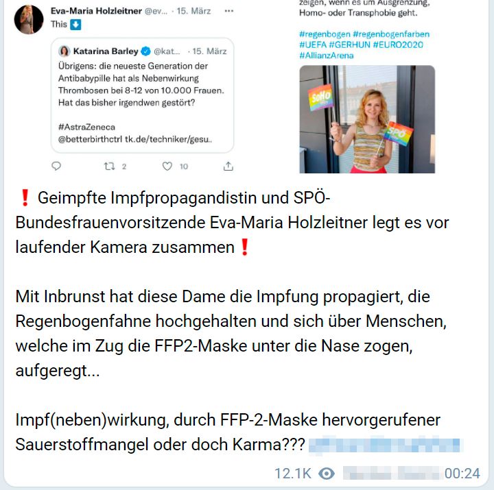 Eva-Maria Holzleitner wurde nach ihrem Kollaps von MFG-Fans angefeindet.