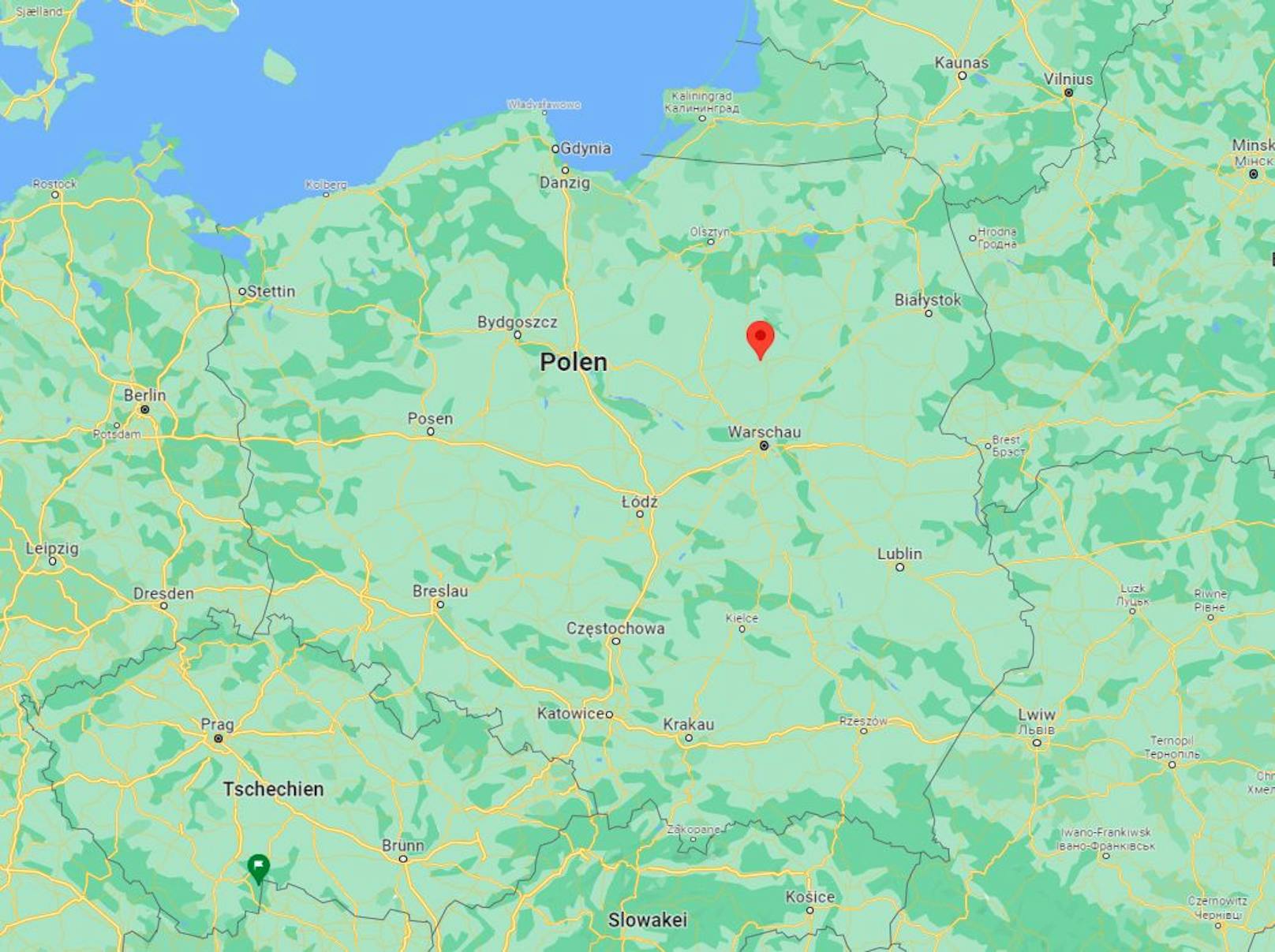Der Unfallort in der Gemeinde Romanowo liegt etwa 60 Kilometer nördlich von Warschau.
